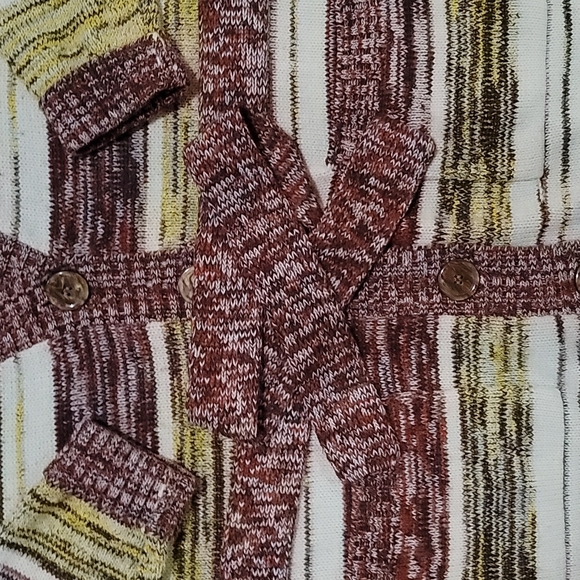 Very Gently Loved red yellow and cream cardigan sweater Italian designer medium - Picture 2 of 8